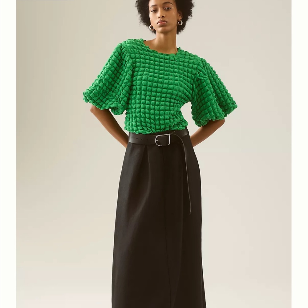 Anthropologie textured puff sleeve top